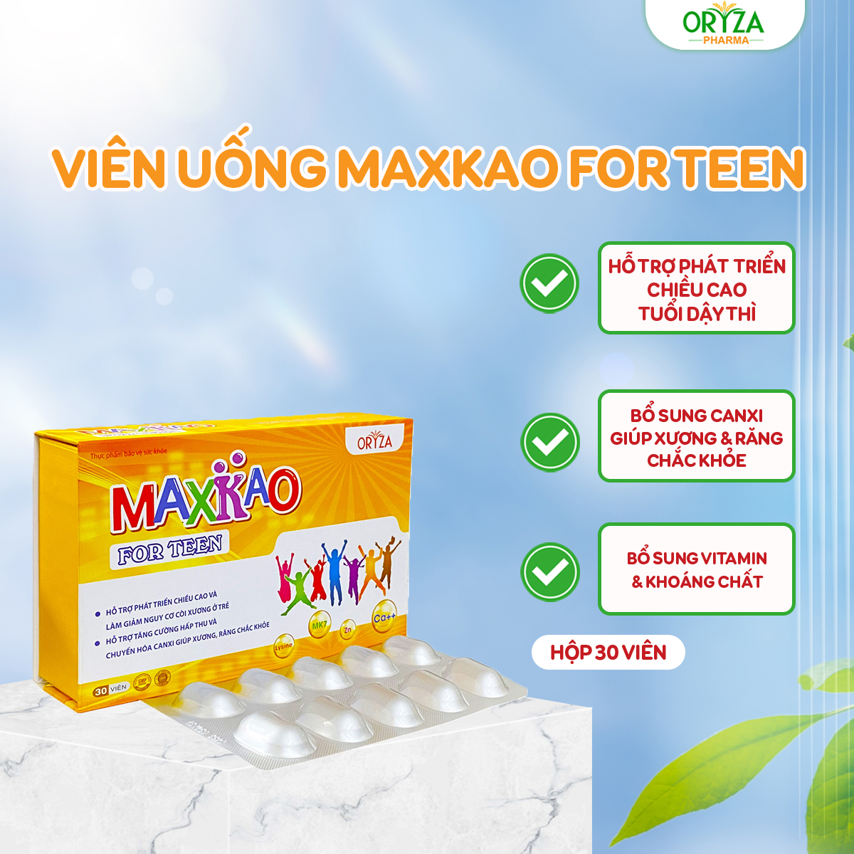 Viên uống Tăng chiều cao tuổi dậy thì MAXKAO FOR TEEN Viên uống Tăng chiều cao tuổi dậy thì MAXKAO FOR TEEN
